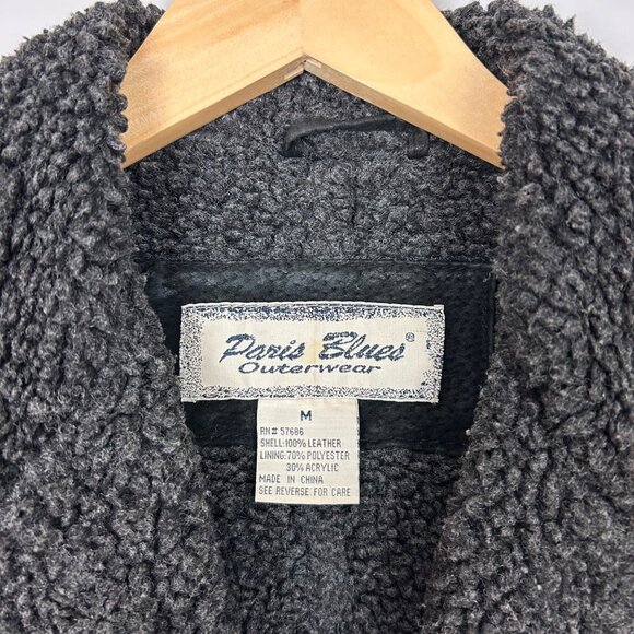 Vintage Y2K Paris Blues Black Leather Penny Lane Coat Size Medium Women's - Picture 5 of 5